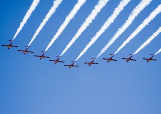 Snowbirds line abreast