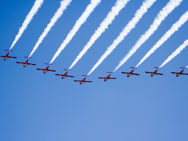 Snowbirds line abreast