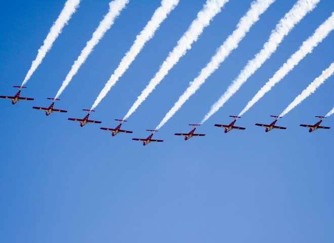 Snowbirds line abreast